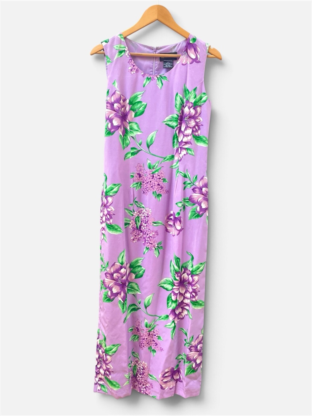 Metrostyle 100% Silk Sleeveless Lavender Floral Maxi Sheath Dress Women's Size 8